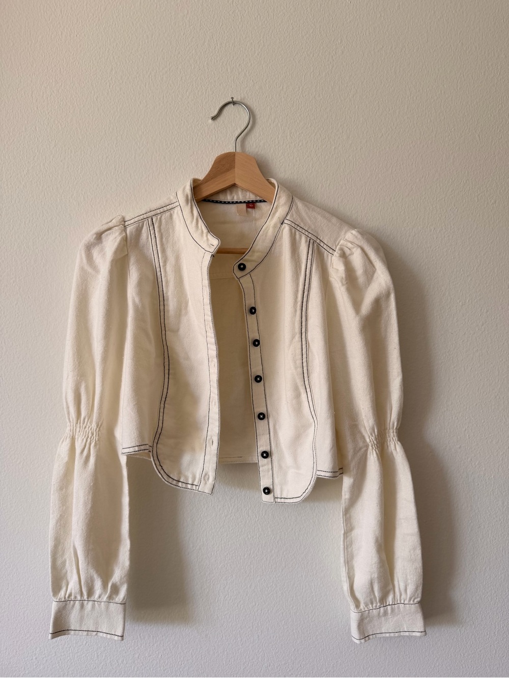 Anthropologie cream cropped jacket
